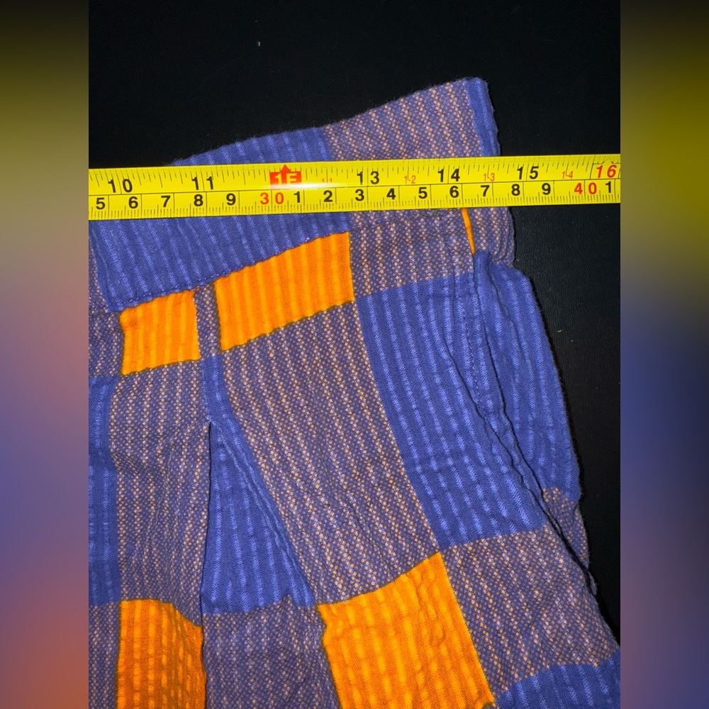Anthropologie Porridge Preppy Plaid Indie WideLeg Pant Purple & Orange Sz M EUC - Picture 11 of 14